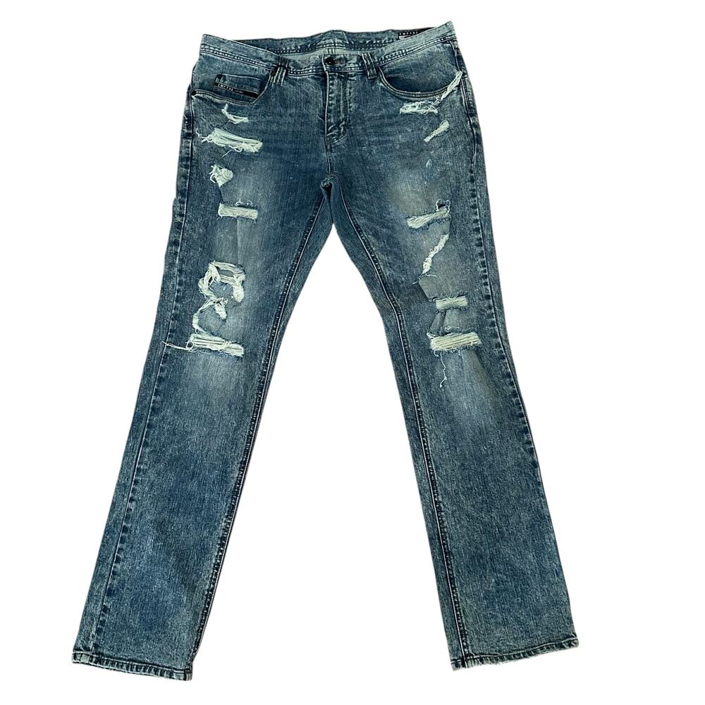 EMPYRE Skeletor Skinny Men Intentionally Distressed Blue Jeans Size 36